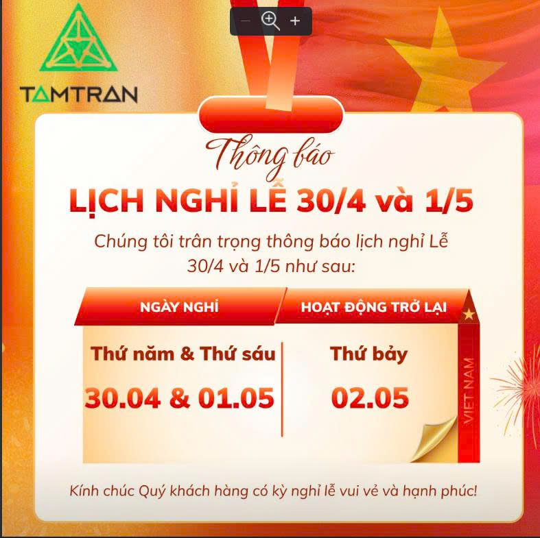 TAM TRẦN - LỊCH NGHỈ LỄ 30/04 VÀ 1/5 NĂM 2026